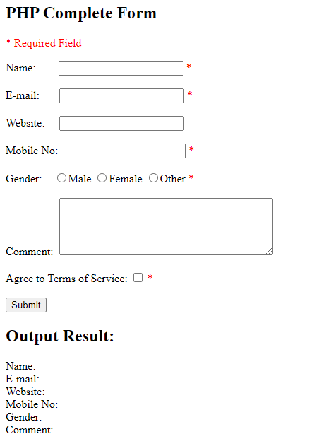 PHP Complete Form